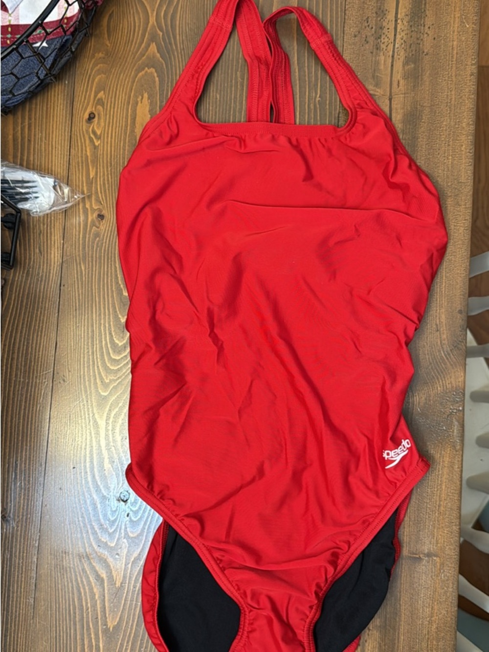 Speedo Red Scoop-Back One-Piece Swimsuit